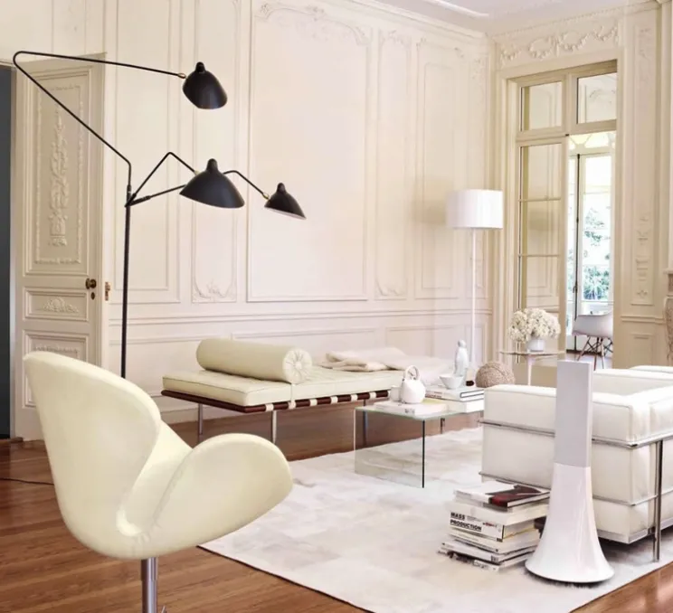 Lampadaire, 3 bras pivotants, noir, H210cm - Serge Mouille