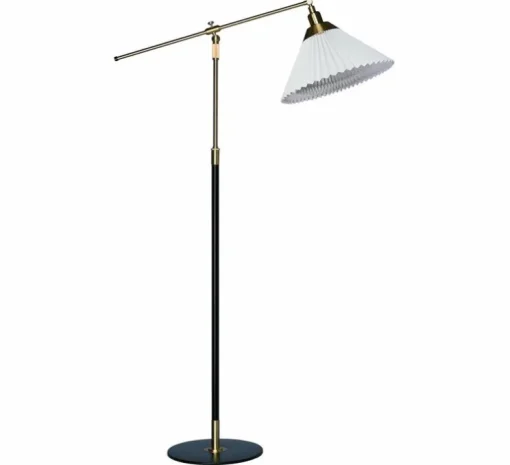 Lampadaire, 349, Laiton, abat-jour feuille d'aluminium, blanc, Ø55cm, H158cm - Le Klint