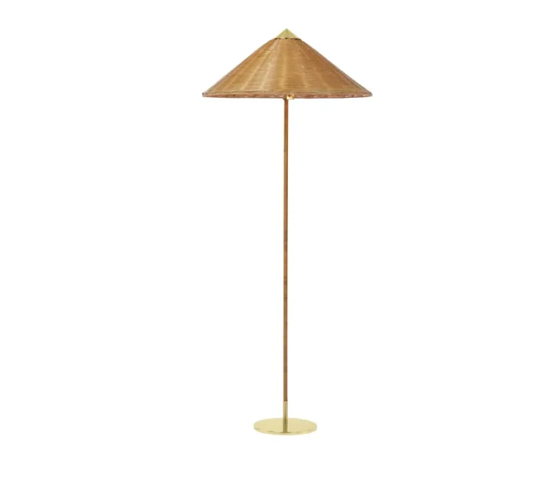 Lampadaire*Gubi Lampadaire, 9602, saule, osier, laiton, Ø63cm, H152cm - marron, laiton