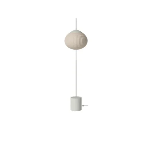 Lampadaire, Acorn, gris mat, abat-jour sable, base béton, câble gris, Ø50cm, H243cm - Bolia