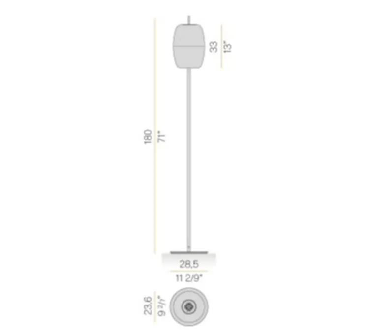 Lampadaire, Adamas, verre rose, structure laiton, LED, dim, 2700K, 624 lm, Ø28,5cm, H180cm - Panzeri