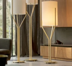 Lampadaire*CVL Lampadaire, Arborescence L, , Ø40cm, H150cm - Blanc et laiton