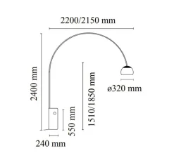 Lampadaire*Flos Lampadaire, Arco LED, , 2700K, 1124lm, H240cm, Ø32cm - blanc