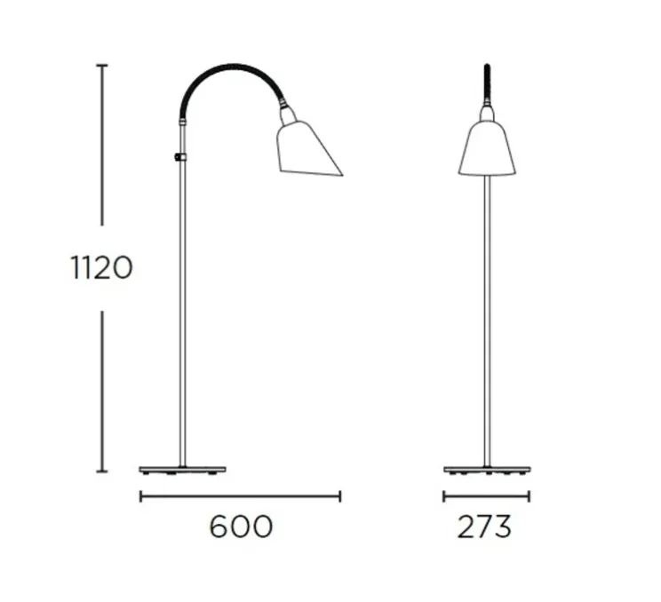 Lampadaire, BELLEVUE, noir, laiton, H130cm - Andtradition