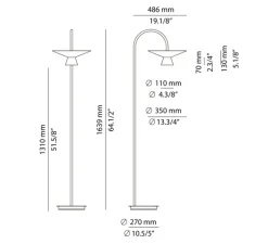 Lampadaire*Estiluz Lampadaire, Belt, P-4149MG, , LED, dim, 2700K, 725 lm, Ø48,6cm, H163,9cm - champagne