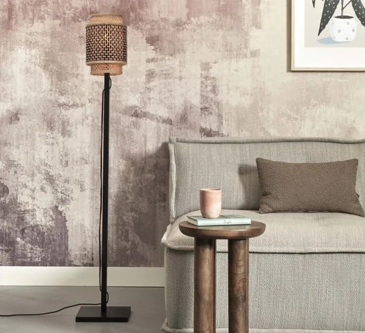 Lampadaire, Bhutan S, naturel, noir, L20cm, H135cm - Good&Mojo