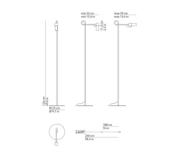 Lampadaire*KDLN Lampadaire, Bird, , LED, dim, 2700K, 660 lm, L23cm, H126cm - rouge brique