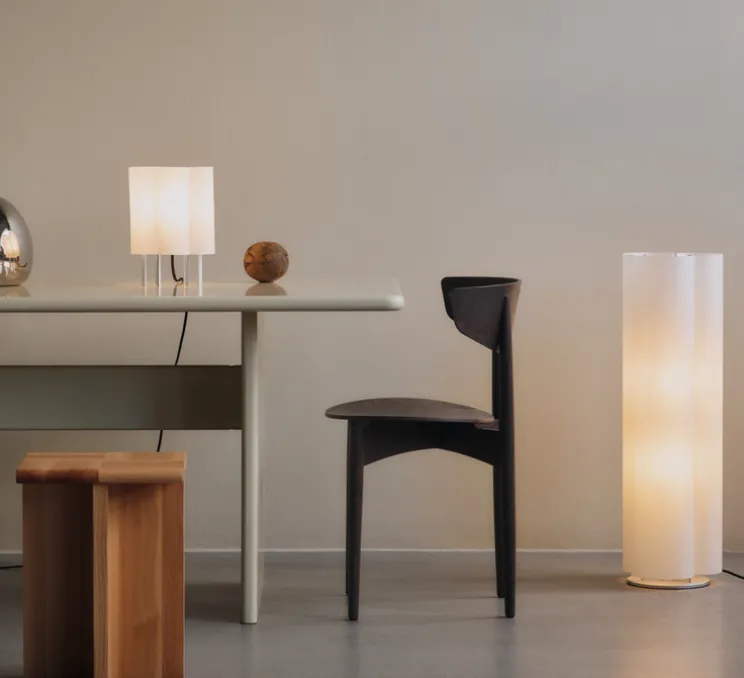 Lampadaire, Boe, argent, abat-jour en papier washi, Ø27cm, H80cm-Ferm Living