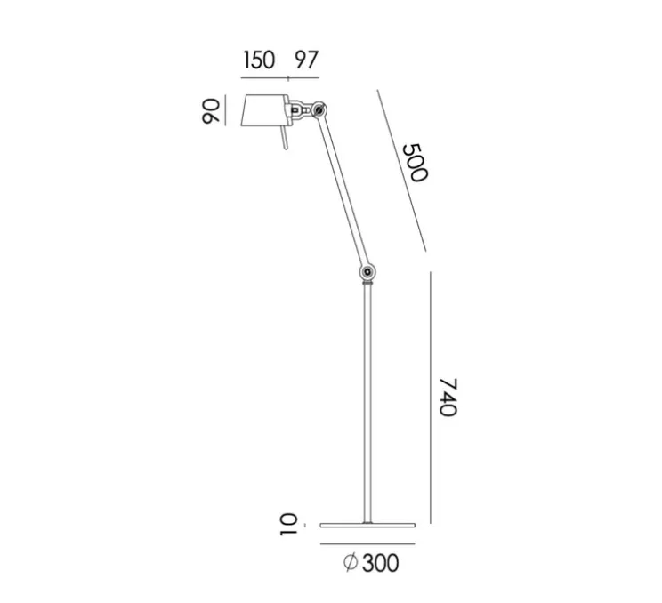 Lampadaire, Bolt, blanc, L30cm, H125cm - TONONE