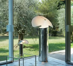 Lampadaire*Flos Lampadaire, Chiara, , L72cm, H145cm - acier inox et blanc, bordure noire