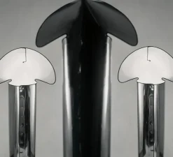 Lampadaire*Flos Lampadaire, Chiara, , L72cm, H145cm - acier inox et blanc, bordure noire