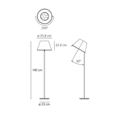 Lampadaire*Artemide Lampadaire, Choose, , Ø35,8cm, H140cm - parchemin et gris anthracite