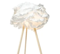 Lampadaire, Cloud, blanc, pied bois, H109cm - Proplamp