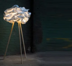 Lampadaire*Proplamp Lampadaire, Cloud, , pied bois, Ø90cm, H159cm - blanc