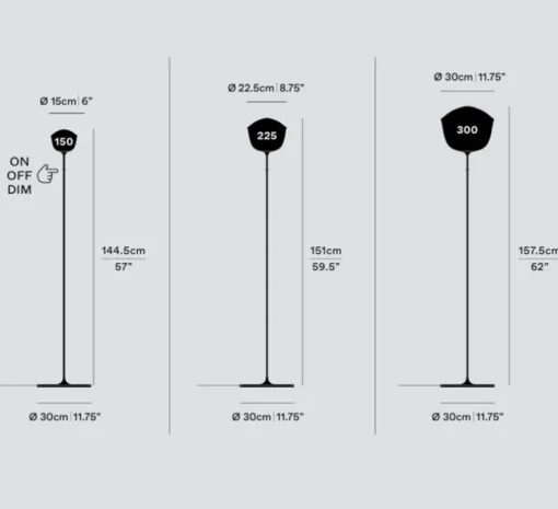 Lampadaire, Contour 225, blanc perle, LED, dim, 1800-3000K, Ø30cm, H151cm - A-N-D