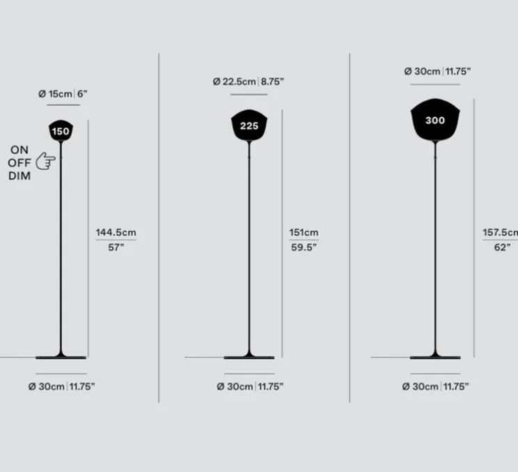 Lampadaire, Contour 225, jaune citrine, LED, dim, 1800-3000K, Ø30cm, H151cm - A-N-D