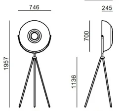 Lampadaire, Demi Moon, blanc, LED, dim, 3000K, 4198 lm, L74,6cm, H195,7cm - Stilnovo