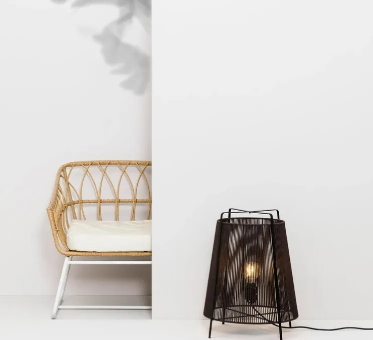 Lampadaire d'extérieur, Akane, marron foncé et noir mat, IP44, Ø46cm, H59cm - Faro