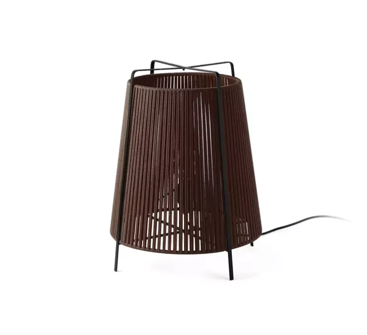 Lampadaire d'extérieur, Akane, marron foncé et noir mat, IP44, Ø46cm, H59cm - Faro