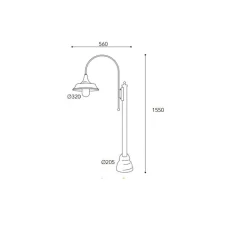 Lampadaire d'extérieur, Atelier 3137, Laiton vieilli, IP44, Ø32cm, H155cm - Moretti Luce