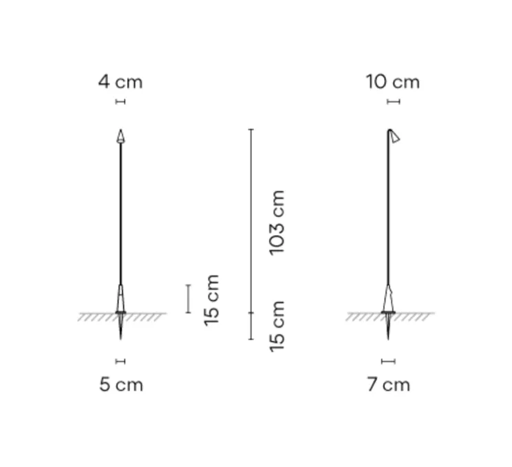 Lampadaire d'extérieur, Brisa 4625, kaki, IP64, LED, 2700K, 199 lm, Ø10cm, H103cm - Vibia