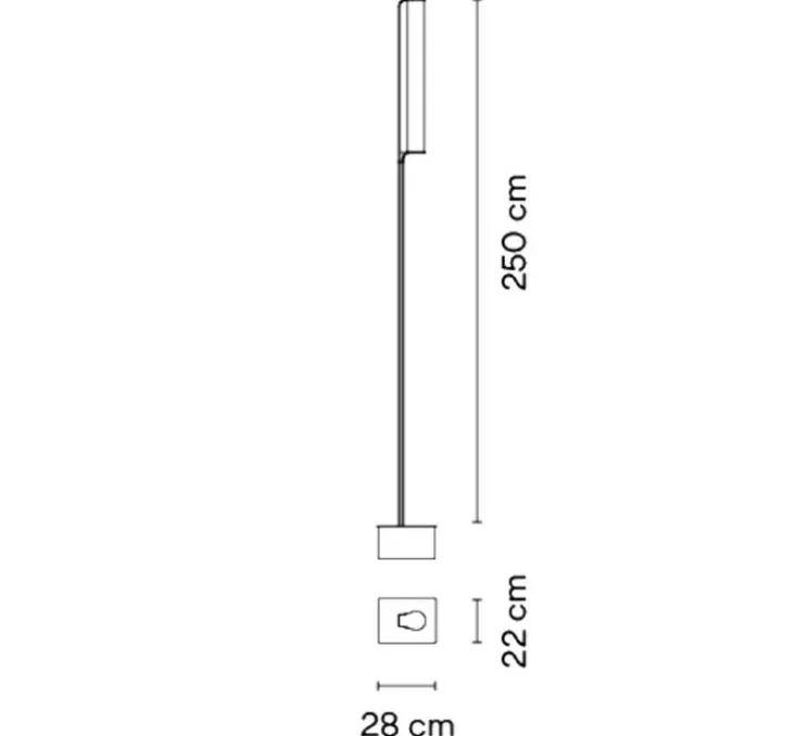 Lampadaire d'extérieur, Class, 2810, noir mat, IP65, LED, dim, Push, 2700K, 990 lm, L22cm, H250cm - Vibia