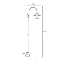 Lampadaire*Moretti Luce Lampadaire d'extérieur et candélabre, Campanula 1791, , IP44, Ø28,5cm, H270cm - Laiton vieilli