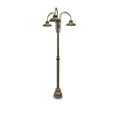 Lampadaire*Moretti Luce Lampadaire d'extérieur et candélabre, Mill 1723, , IP44, Ø32,5cm, H280cm - Laiton vieilli