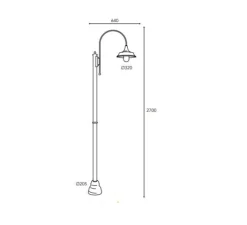 Lampadaire*Moretti Luce Lampadaire d'extérieur et candélabre, Atelier 3138, , IP44, Ø32cm, H270cm - Laiton vieilli