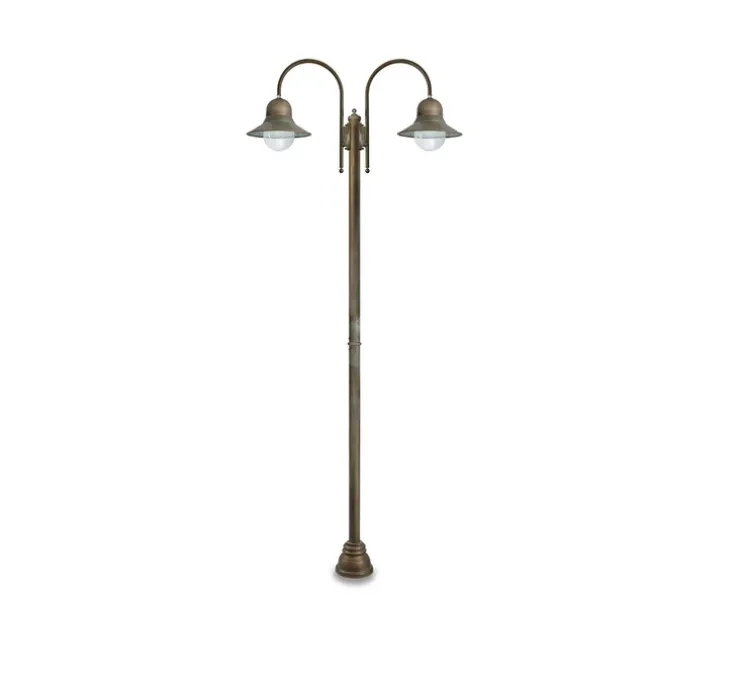 Lampadaire d'extérieur et candélabre, Campanula 1792, Laiton vieilli, IP44, Ø28,5cm, H270cm - Moretti Luce