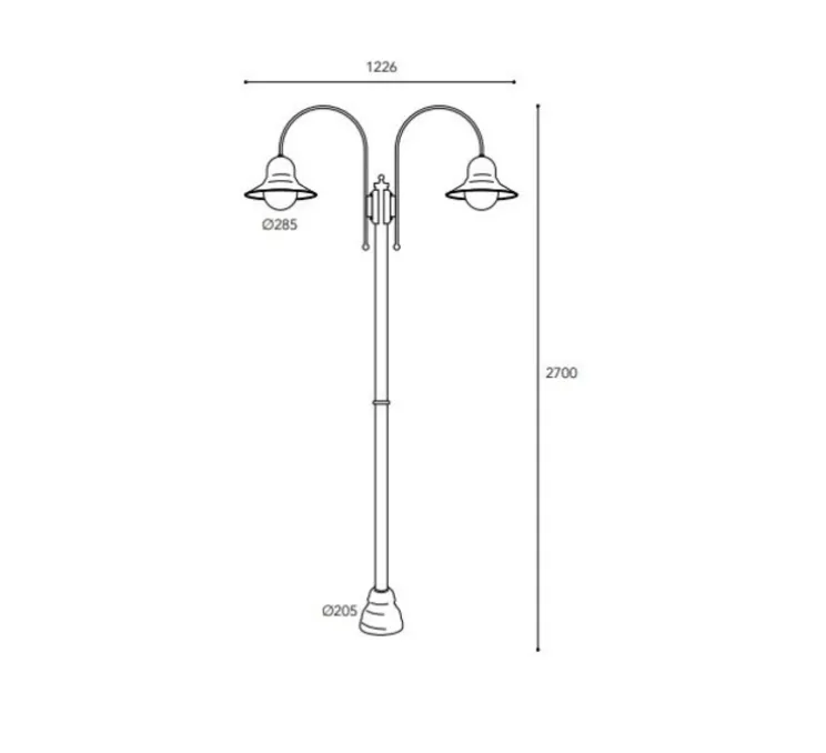 Lampadaire d'extérieur et candélabre, Campanula 1792, Laiton vieilli, IP44, Ø28,5cm, H270cm - Moretti Luce