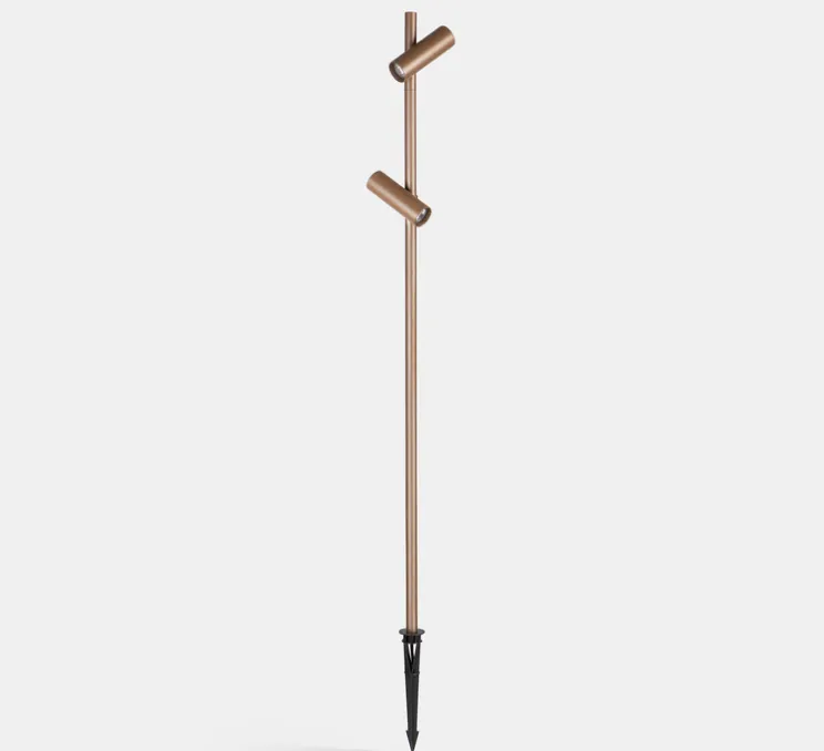 Lampadaire d'extérieur, Juncus 2 têtes, marron, IP66, LED, 3000K, 836 lm, Ø4,3cm, H70-120cm - LEDS C4