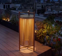 Lampadaire*Bover Lampadaire d'extérieur, Kando P/111/R sans fil, , IP44, LED, dim, 2200-2400-2700K, 680 lm, Ø49cm, H111cm - corde, Teck