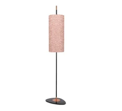 Lampadaire*Contardi Lampadaire d'extérieur, Lagoon, large, abat-jour orange Noumea Goyave, tissu Pierre Frey, structure laquée noire et cuivre, IP68, Ø25cm, H162,4cm - abat-jour orange Noumea Goyage,structure laquée noire et cuivre