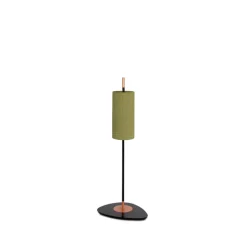 Lampadaire*Contardi Lampadaire d'extérieur, Lagoon, small, abat-jour vert Bayamo Mimosa, tissu Pierre Frey, structure laquée noire et cuivre, IP68, Ø15cm, H101,5cm - abat-jour vert Bayamo Mimosa,structure laquée noire et cuivre