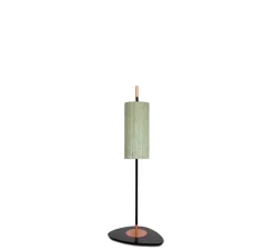 Lampadaire*Contardi Lampadaire d'extérieur, Lagoon, small, abat-jour vert Dominica Caraibes, tissu Pierre Frey, structure laquée noire et cuivre, IP68, Ø15cm, H101,5cm - abat-jour vert Dominica Caraibes,structure laquée noire et cuivre