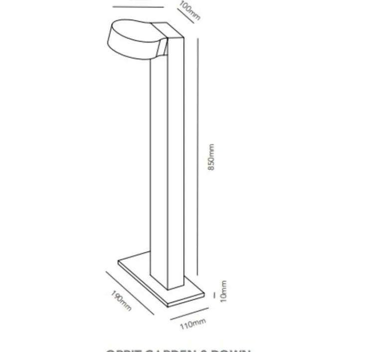 Lampadaire*Light Point Lampadaire d'extérieur, Orbit garden 2 , , LED, 3000K, 360 lm, L19cm, H85cm - noir