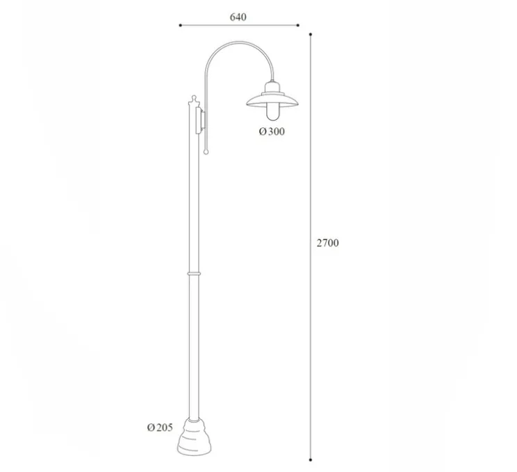 Lampadaire d'extérieur, Patio 1761, cuivre, IP44, L30cm, H270cm - Moretti Luce