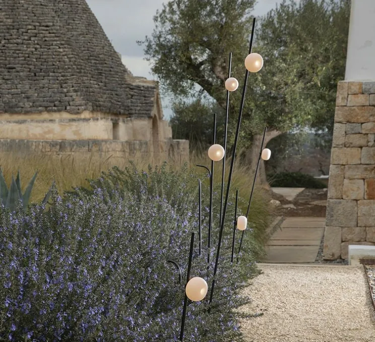 Lampadaire d'extérieur, Pois, noir, blanc, IP65, LED, 3000K, 410 lm, Ø11,5cm, H158cm - Karman