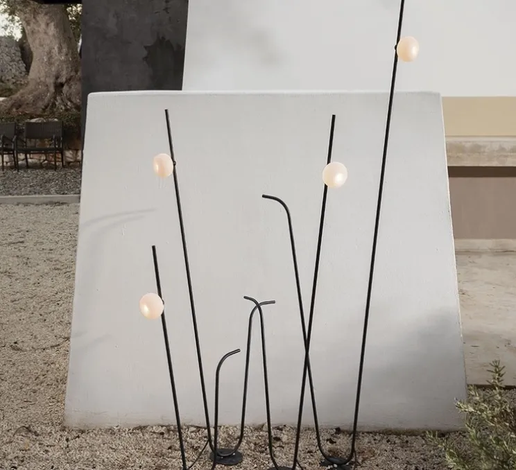 Lampadaire d'extérieur, Pois, noir, blanc, IP65, LED, 3000K, 410 lm, Ø11,5cm, H93cm - Karman