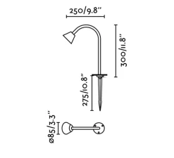 Lampadaire*Faro Lampadaire d'extérieur sur piquet, borne, Lily 300, , IP65, LED, 2700K, 154 lm, Ø8,5cm, H30cm - noir