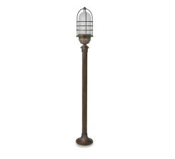 Lampadaire*Moretti Luce Lampadaire d'extérieur, Torcia 1860, cuivre, IP44, Ø13cm, H115cm - cuivre, verre opalin