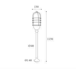 Lampadaire*Moretti Luce Lampadaire d'extérieur, Torcia 1860, cuivre, IP44, Ø13cm, H115cm - cuivre, verre opalin