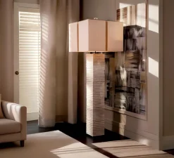 Lampadaire*Eichholtz Lampadaire, Division, , L60cm, H165cm - céramique raku, blanc craquelé