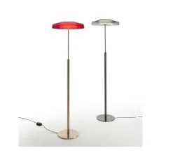 Lampadaire, Dora 371, Nickel noir satiné, gris fumé, LED, 2700K, 1700 lm, Ø40cm, H147cm - Oluce