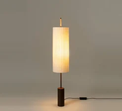 Lampadaire*Santa & Cole Lampadaire, Dorica, , L28cm, H143cm - base marron foncé, abat-jour naturel