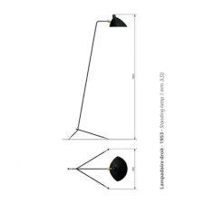 Lampadaire, droit , noir, H160cm - Serge Mouille