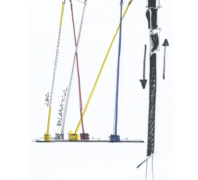 Lampadaire*Martinelli Luce Lampadaire, Elastica, , IP40, LED, dim, 2700K, 2662 lm, L3,5cm, H300cm - rouge