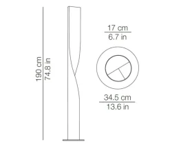 Lampadaire, Evita floor, rouge, LED, 2700K, 6000lm, Ø34,5cm, H190cm - KDLN