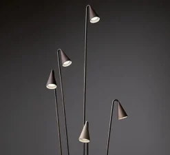 Lampadaire extérieur,Brisa, 5 bras, laqué oxydé mat, IP65,LED, 2700K, 996lm, Ø30cm, H100cm - Vibia